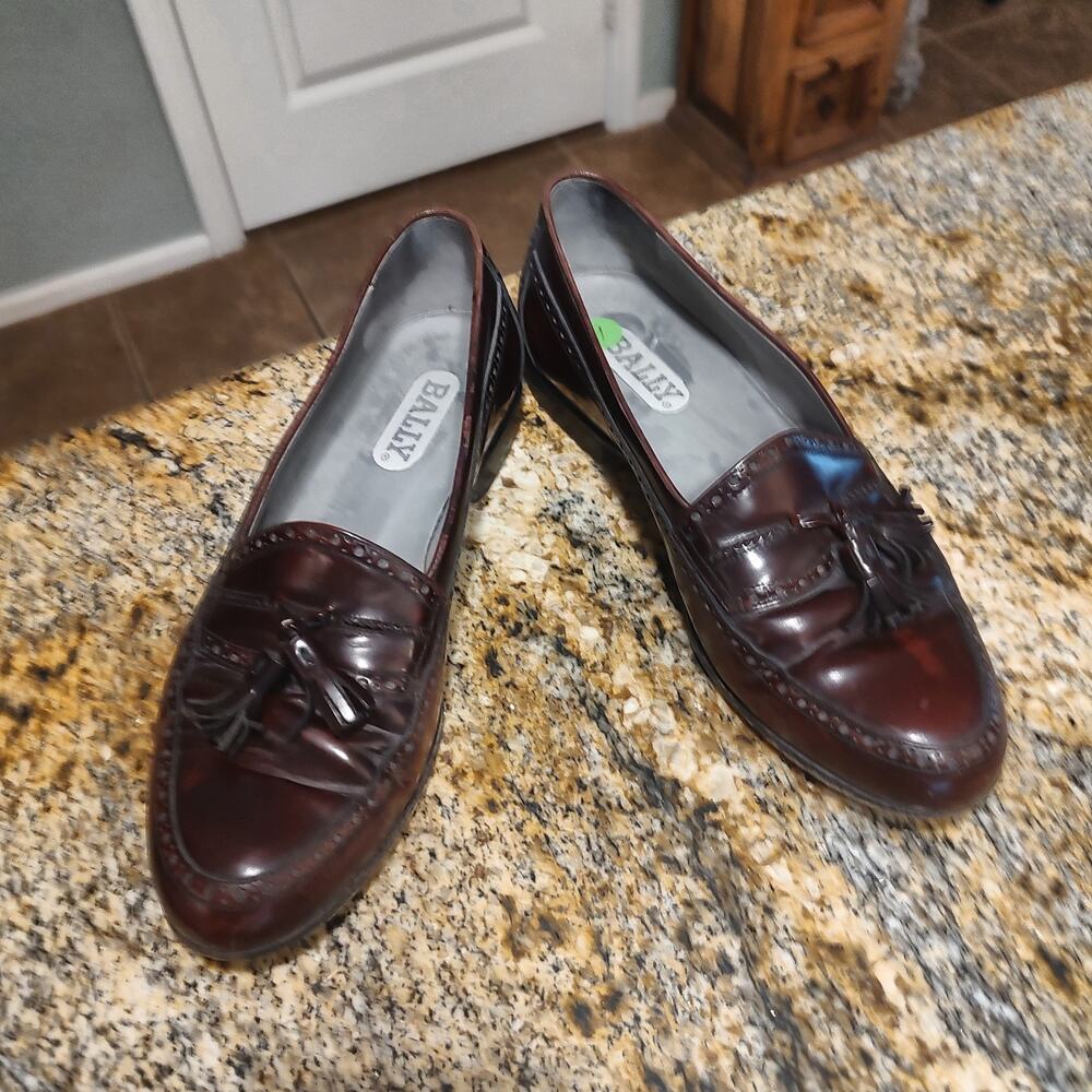 BALLY Switzerland Brown Tassel Leather Loafers Size 9D Made in Italy